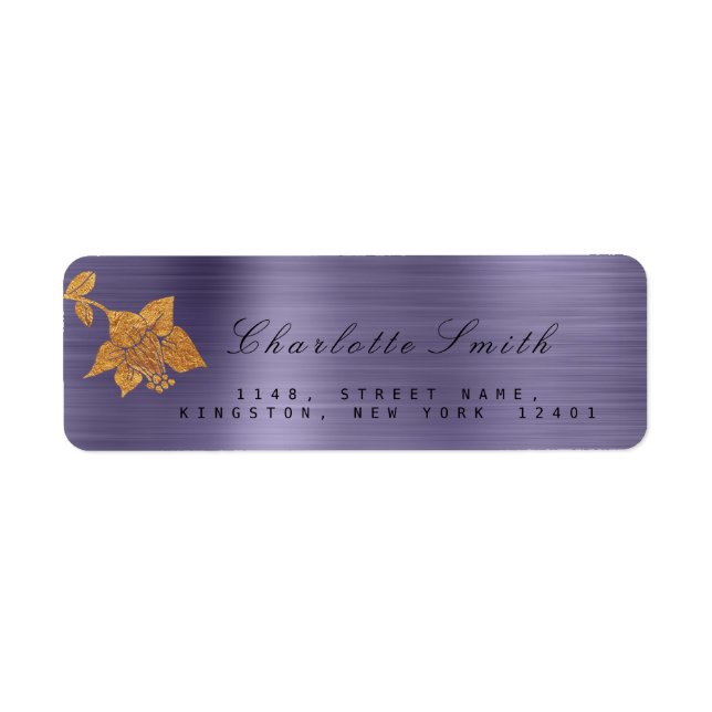 Floral Gold Foil Metallic Lila Plum UAWG (Vorne)