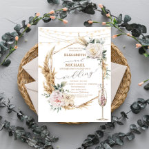Floral Gold Frame Champagne Glass Wedding