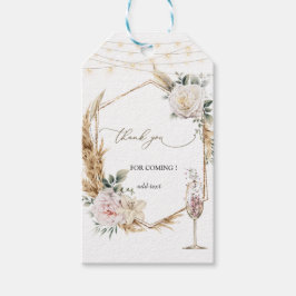 Floral Gold Frame Champagne Glass Wedding Geschenkanhänger