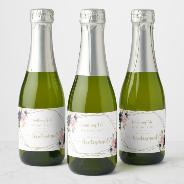Floral Gold Geometric Bridesmaid Vorschlag (Flaschen)