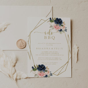 Floral Gold Geometric I Do GRILLEN Engagement Part Einladung