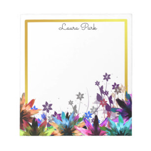 Floral Gold Imitate Personalisiert Niedlich Girl Notizblock