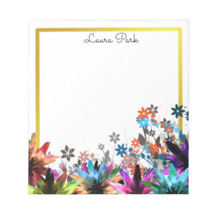 Floral Gold Imitate Personalisiert Niedlich Girl Notizblock