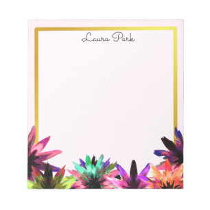 Floral Gold Imitate Personalisiert Niedlich Girl Notizblock