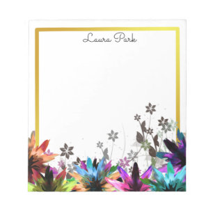 Floral Gold Imitate Personalisiert Niedlich Girl Notizblock