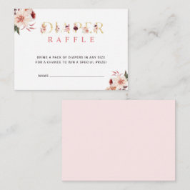 Floral Gold Letter Elegant Diaper Raffle Begleitkarte