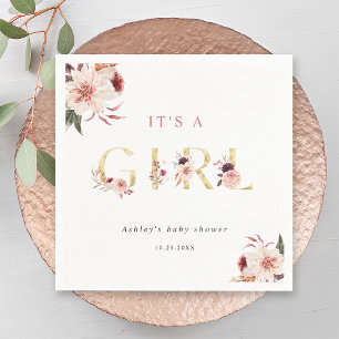 Floral Gold Letter Elegant Es ist eine Girl Baby D Serviette