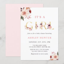 Floral Gold Letter Elegante Girl Baby Dusche