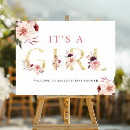 Floral Gold Letter Elegante Girl Baby Dusche Zeich Poster