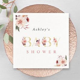 Floral Gold Letter Elegante Girl Baby Shower Napki Serviette