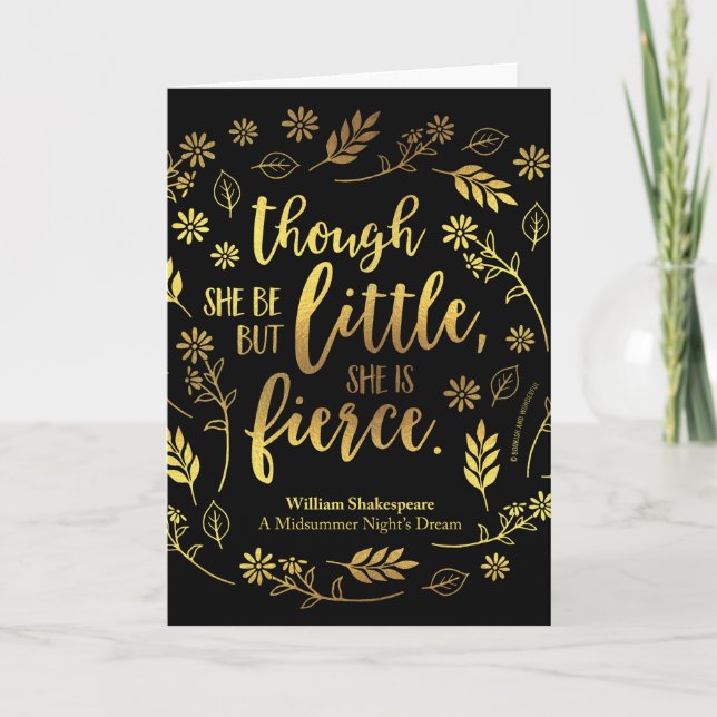 Floral Gold Little Aber Fierce William Shakespeare Karte (Vorderseite)