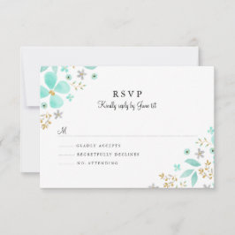 Floral Gold Minze Leaf Wedding RSVP Karte