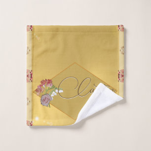 Floral Gold mit Name Badhandtuch Set