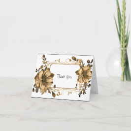 Floral Gold mit Rahmen Dankeskarte