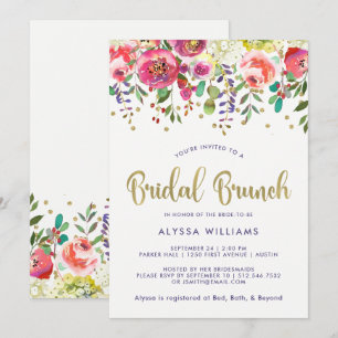 Floral Gold Moderner Bridal Brunch Einladung