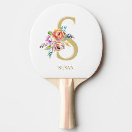  Floral Gold Pink Weiß personalisieren  Tischtennis Schläger