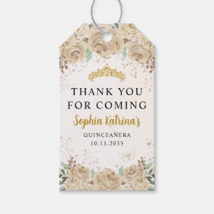 Floral Gold Princess Quinceanera Birthday Gevor Geschenkanhänger