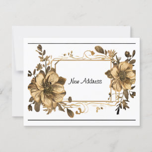 Floral Gold Rahmen Neue Adresse Postkarte