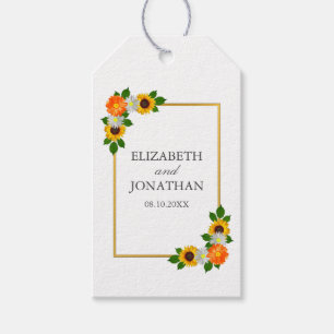Floral Gold Rahmen Wedding Geschenkanhänger