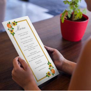 Floral Gold Rahmen Wedding Menükarte
