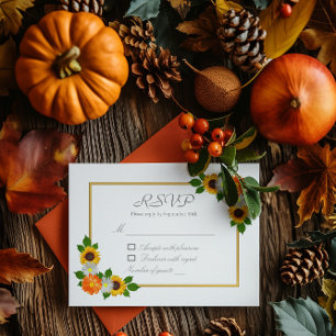 Floral Gold Rahmen Wedding RSVP Karte
