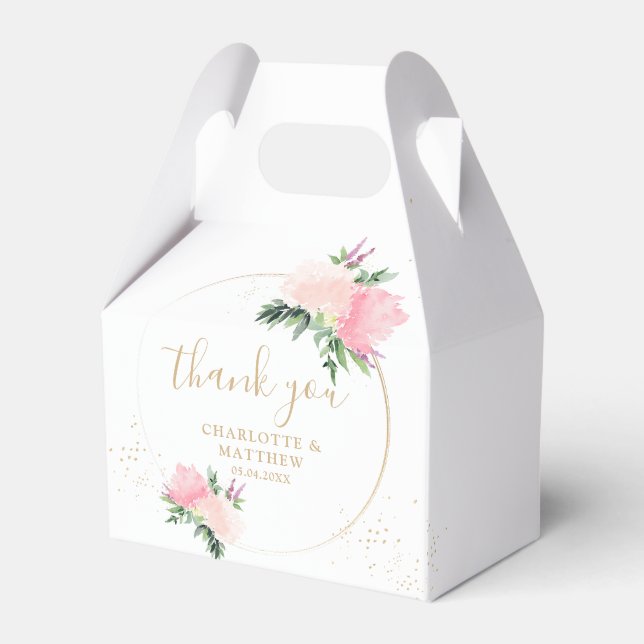 Floral Gold Romantic Danke Hochzeit Geschenkschachtel (Vorderseite)