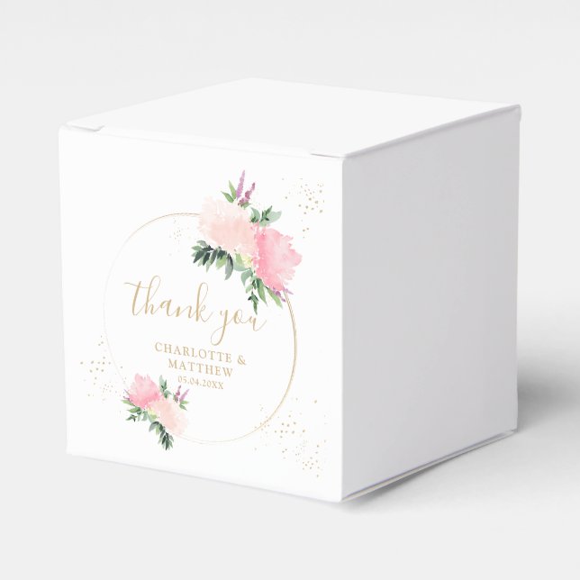 Floral Gold Romantic Danke Hochzeit Geschenkschachtel (Vorderseite)