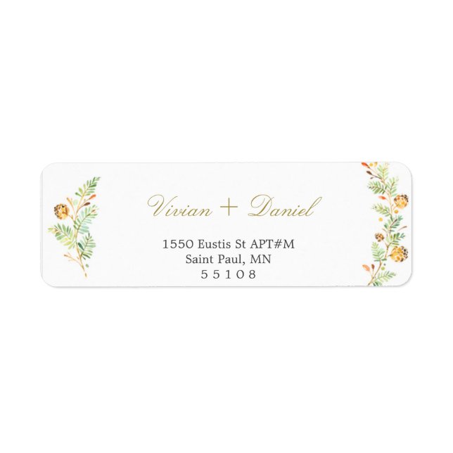 Floral Gold Rücksendeadressen-Aufkleber (Vorne)