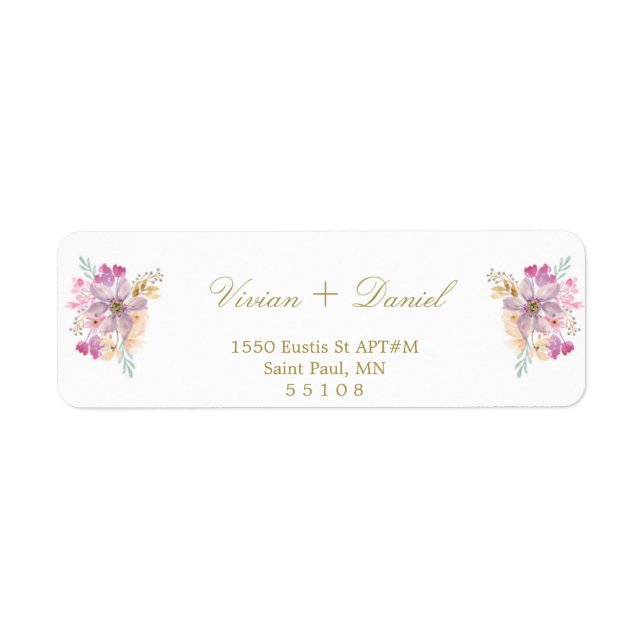 Floral Gold Rücksendeadressen-Aufkleber (Vorne)