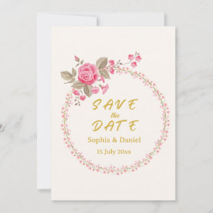 Floral Gold Save-the-Date-Karte