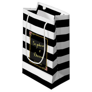 Floral-Gold-Streifen-Gastgeschenk Hochzeit Kleine Geschenktüte