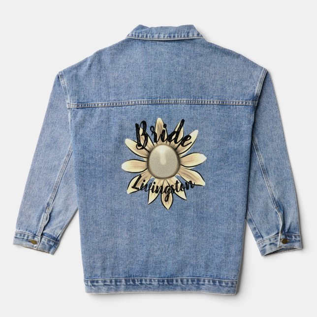 Floral Golden Daisy Bride Wedding Geschenk Jeansjacke (Rückseite)