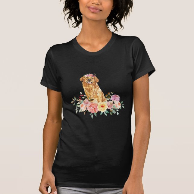 Floral Golden Retriever T-Shirt (Vorderseite)