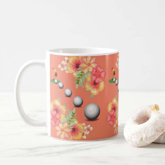 Floral Golfer Golf Balls Tasse (Mit Donut)