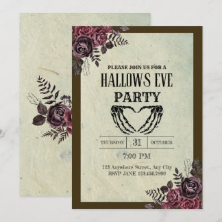 Floral-Gotische Vintage-Halloween-Party-Einladung Einladung