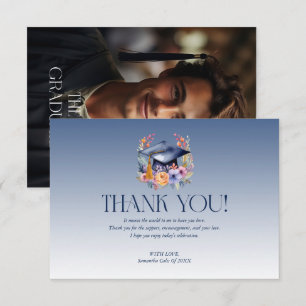 Floral Grad Casquette Carte de remerciements