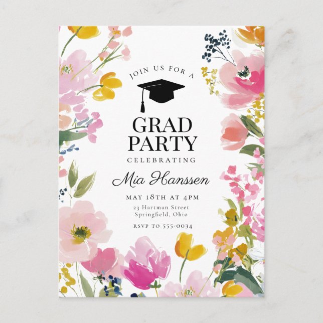 Floral Graduation Party Invitation (Devant)