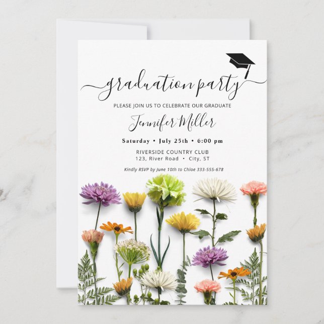 Floral Graduation Party und Ankündigung (Vorderseite)