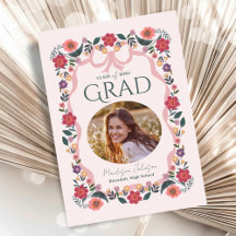 Floral Graduation Photo Elegant Grad