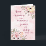 Floral Grandson und seine Ehefrau Hochzeitstag Karte<br><div class="desc">Glückliche Hochzeitskarte für Enkel und seine Ehefrau mit wunderschönen Aquarellfarben Vintage Blume und sentimental Vers.</div>
