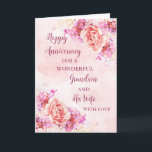 Floral Grandson und seine Ehefrau Jahrestag Karte<br><div class="desc">Glückliche Hochzeitskarte für Enkel und seine Ehefrau mit wunderschönen Aquarellfarben Vintage Blume und sentimental Vers.</div>