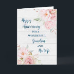 Floral Grandson und seine Ehefrau Jahrestag Karte<br><div class="desc">Glückliche Hochzeitskarte für Enkel und seine Ehefrau mit wunderschönen Aquarellfarben Vintage Blume,  rustikalem Holz und sentimental Vers.</div>
