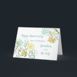 Floral Grandson und seine Ehefrau Jahrestag Karte<br><div class="desc">Glückliche Hochzeitskarte für Enkel und seine Ehefrau mit hübschen Frühlingsblumen,  und herzlichen Vers.</div>