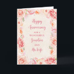 Floral Grandson und seine Ehefrau Jahrestag Karte<br><div class="desc">Glückliche Hochzeitskarte für Enkel und seine Ehefrau mit schönen Vintagen rosa Aquarellfarben-Blume und sentimental Vers.</div>