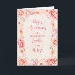 Floral Grandson und seine Ehefrau Jahrestag Karte<br><div class="desc">Glückliche Hochzeitskarte für Enkel und seine Ehefrau mit schönen Vintagen rosa Aquarellfarben-Blume und sentimental Vers.</div>