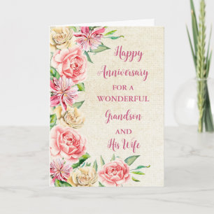 Floral Grandson und seine Ehefrau Jubiläum Karte