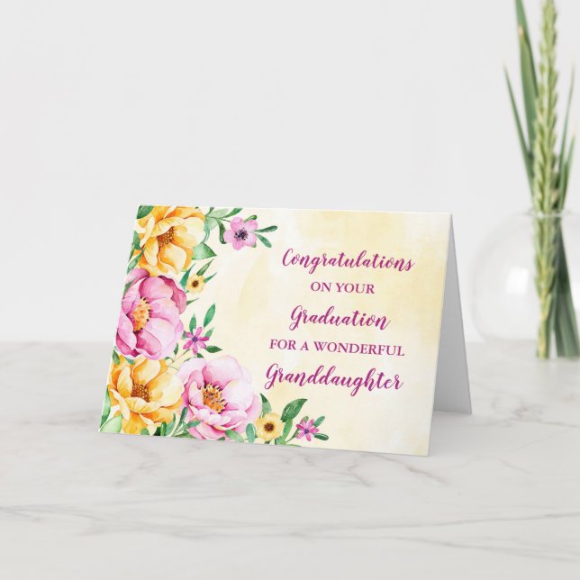 Floral Grandtochter Glückwunsch Abschluss Karte (Vorderseite)