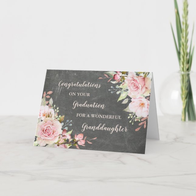 Floral Grandtochter Glückwunsch Abschluss Karte (Vorderseite)