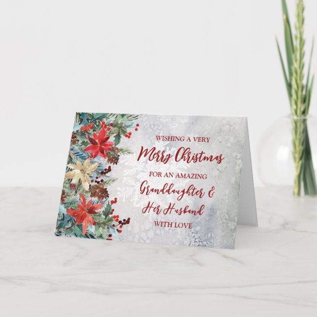 Floral Grandtochter und ihr Ehemann Weihnachten Karte (Vorderseite)