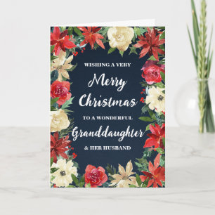 Floral Grandtochter und ihr Mann frohe Weihnachten Karte
